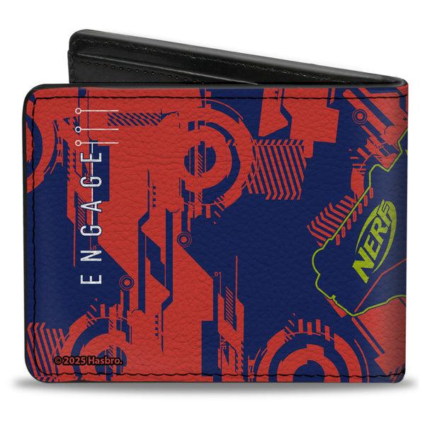 Buckle-Down Bi-Fold Wallet - NERF DISRUPTOR ENGAGE Collage Blue/Red/White/Yellow