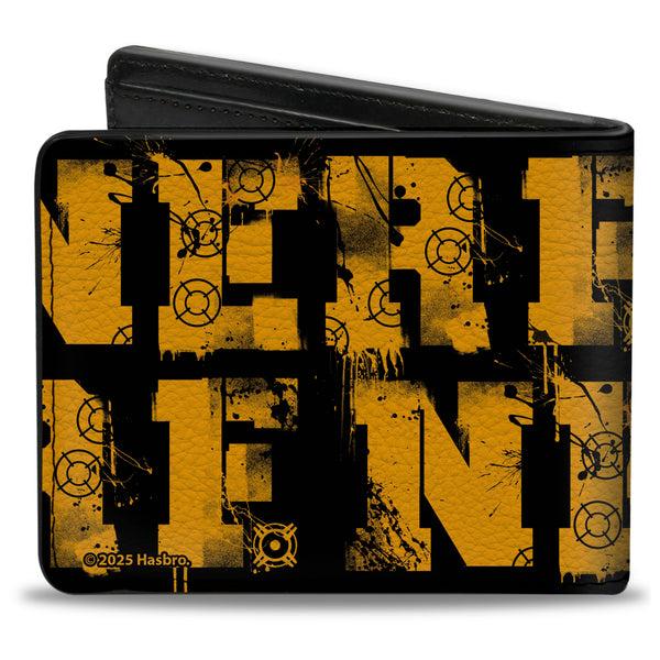 Buckle-Down Bi-Fold Wallet - NERF Target Text Black/Orange