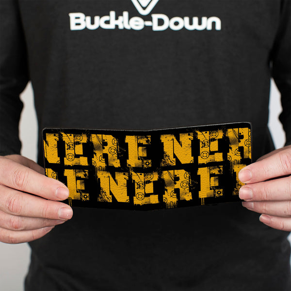 Buckle-Down Bi-Fold Wallet - NERF Target Text Black/Orange