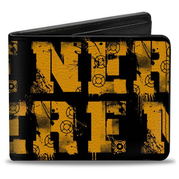 Buckle-Down Bi-Fold Wallet - NERF Target Text Black/Orange