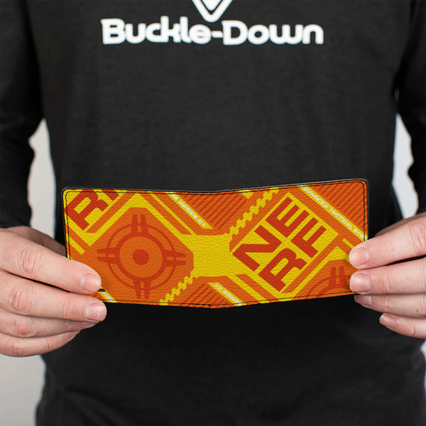 Buckle-Down Bi-Fold Wallet - NERF Text And Target Icon Orange/Red/Yellow