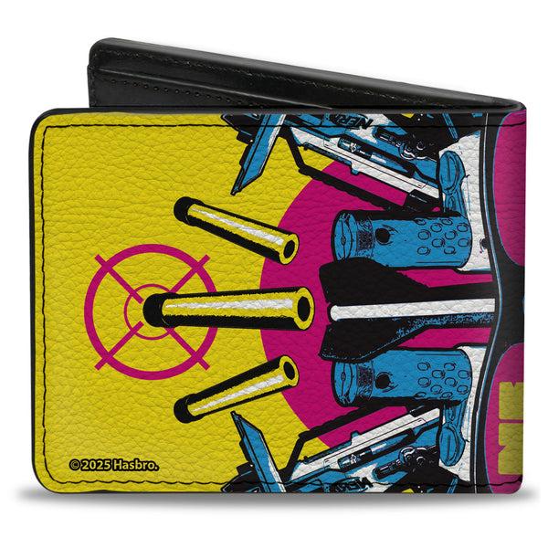 Buckle-Down Bi-Fold Wallet - NERF Vortex And Blaster Sunglasses Collage Yellow/Pink/Blue