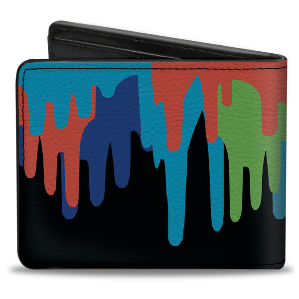 Buckle-Down Bi-Fold Wallet - Paint Drips Black Multi Neon