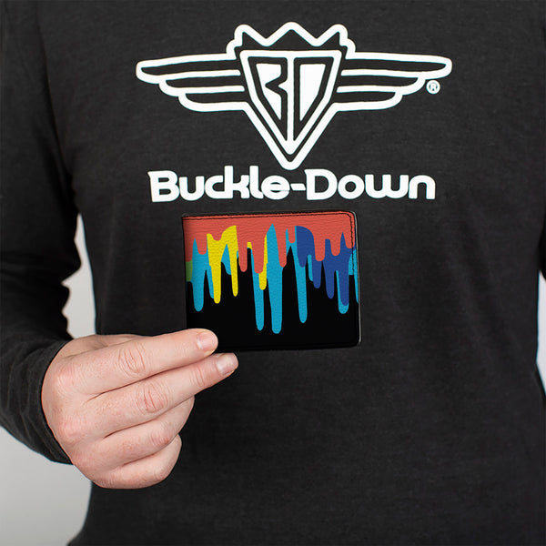 Buckle-Down Bi-Fold Wallet - Paint Drips Black Multi Neon