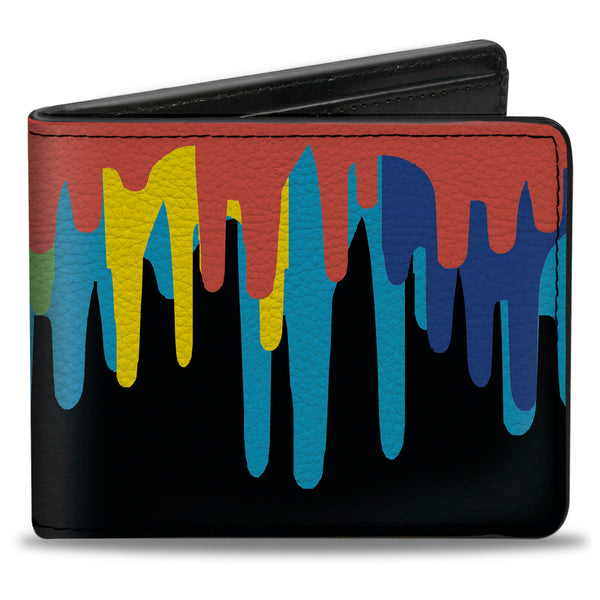 Buckle-Down Bi-Fold Wallet - Paint Drips Black Multi Neon