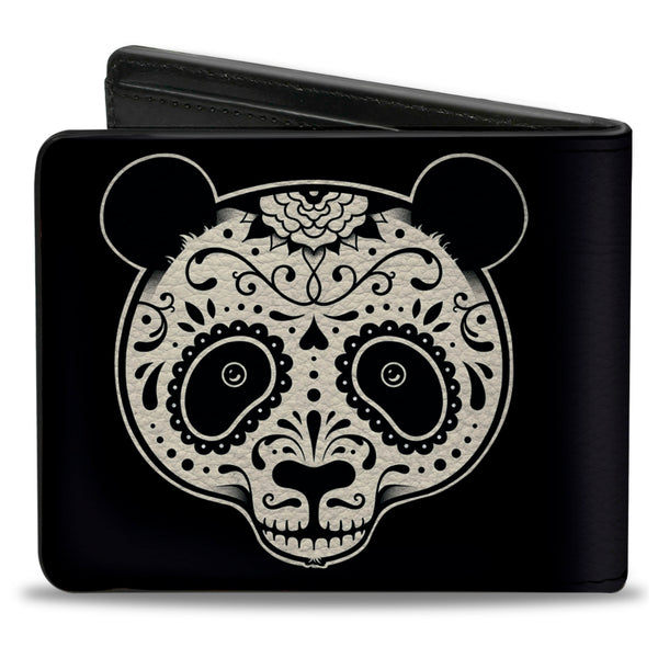 Buckle-Down Bi-Fold Wallet - Panda Bear Sugar Skull Black White