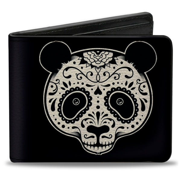 Buckle-Down Bi-Fold Wallet - Panda Bear Sugar Skull Black White