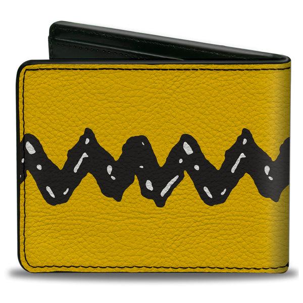 Buckle-Down Bi-Fold Wallet - Peanuts Charlie Brown Zig Zag Stripe Yellow/Black
