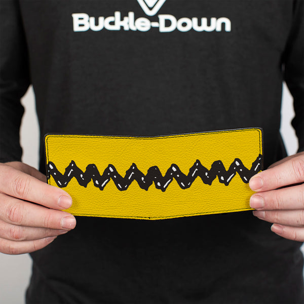 Buckle-Down Bi-Fold Wallet - Peanuts Charlie Brown Zig Zag Stripe Yellow/Black