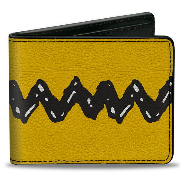 Buckle-Down Bi-Fold Wallet - Peanuts Charlie Brown Zig Zag Stripe Yellow/Black