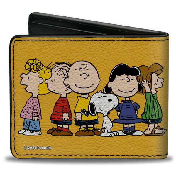 Buckle-Down Bi-Fold Wallet - Peanuts Gang Close-Up Group Pose Golden Yellow