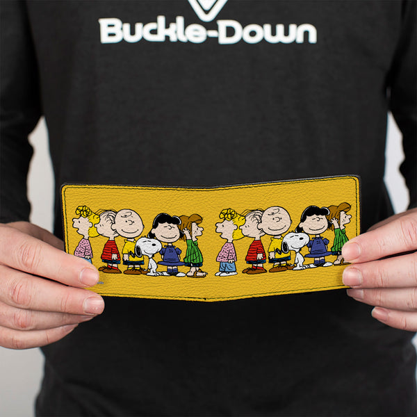 Buckle-Down Bi-Fold Wallet - Peanuts Gang Close-Up Group Pose Golden Yellow
