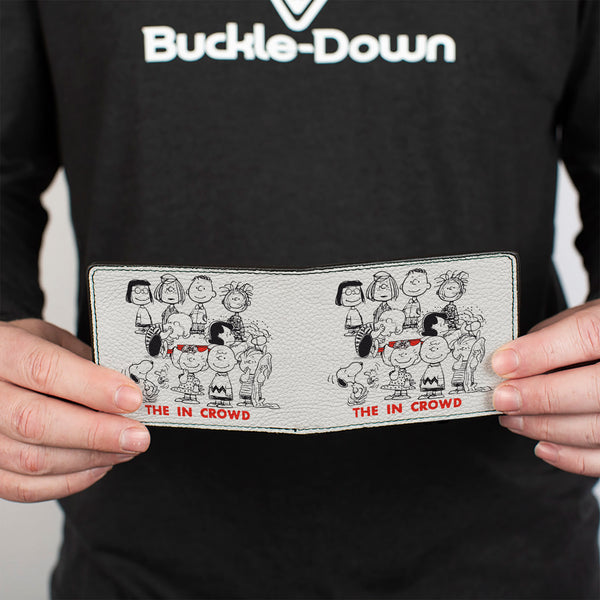 Buckle-Down Bi-Fold Wallet - Peanuts Gang THE IN CROWD Group Pose White/Black/Red