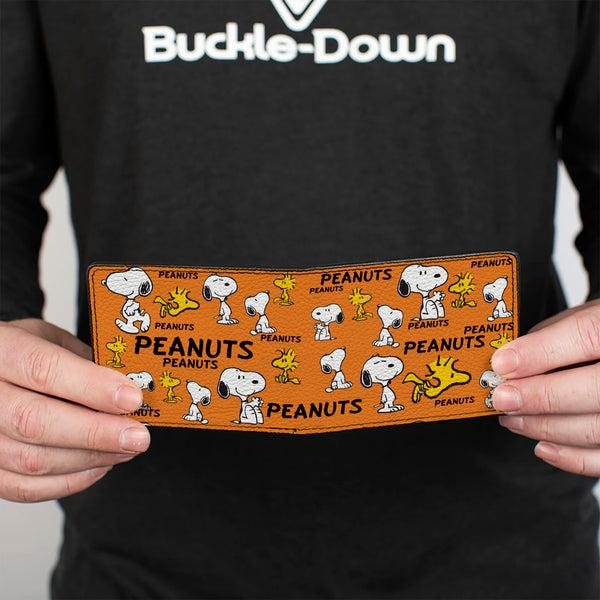 Buckle-Down Bi-Fold Wallet - PEANUTS Snoopy And Woodstock Poses Collage Orange