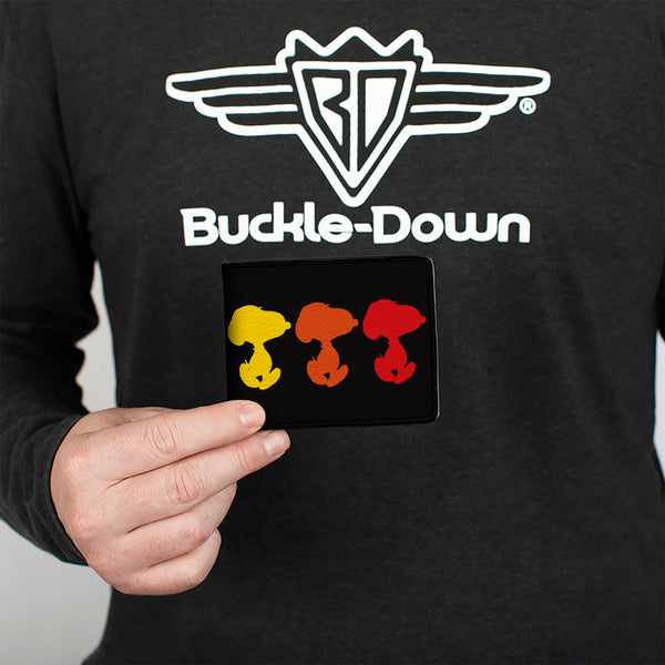 Buckle-Down Bi-Fold Wallet - Peanuts Snoopy Silhouette Pose Black/Rainbow Multi Color