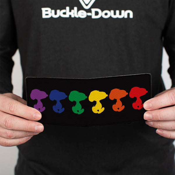 Buckle-Down Bi-Fold Wallet - Peanuts Snoopy Silhouette Pose Black/Rainbow Multi Color