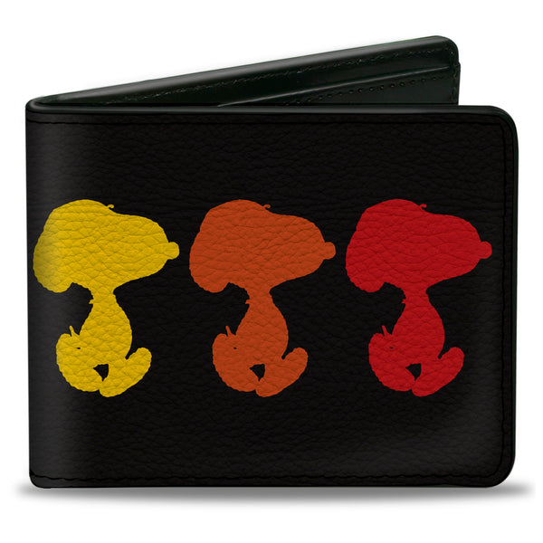 Buckle-Down Bi-Fold Wallet - Peanuts Snoopy Silhouette Pose Black/Rainbow Multi Color