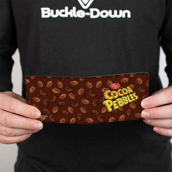 Buckle-Down Bi-Fold Wallet - POST COCOA PEBBLES Centered Logo And Cereal Pebbles Scattered Browns