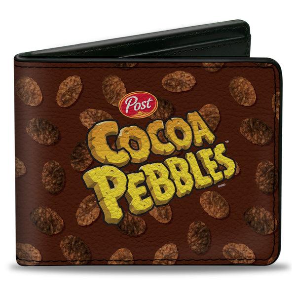Buckle-Down Bi-Fold Wallet - POST COCOA PEBBLES Centered Logo and Cereal Pebbles Scattered Browns