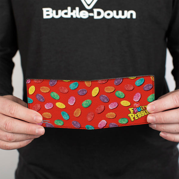Buckle-Down Bi-Fold Wallet - POST FRUITY PEBBLES Corner Logo And Cereal Pebbles Scattered Red/Multi Color