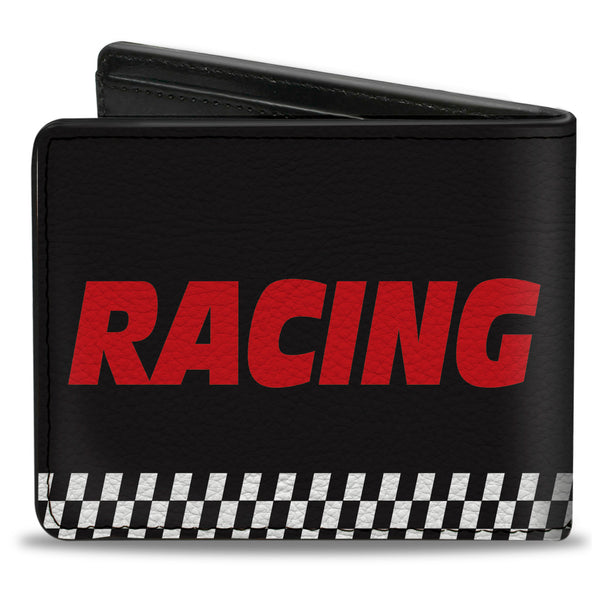 Buckle-Down Bi-Fold Wallet - RACING W Checker Black White Red