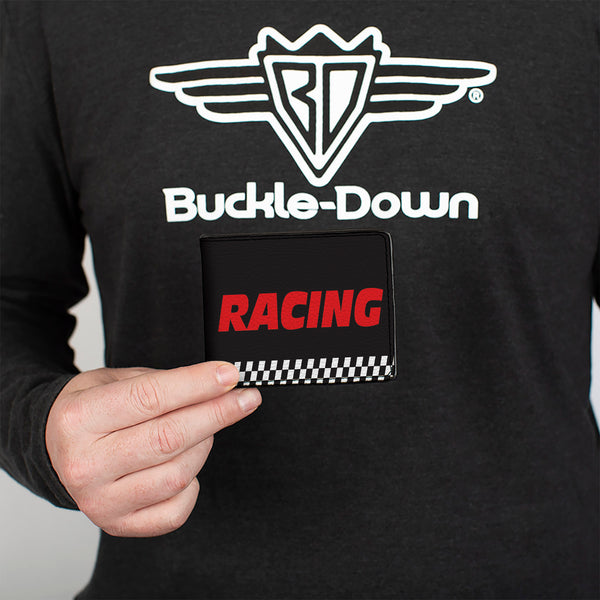 Buckle-Down Bi-Fold Wallet - RACING W Checker Black White Red