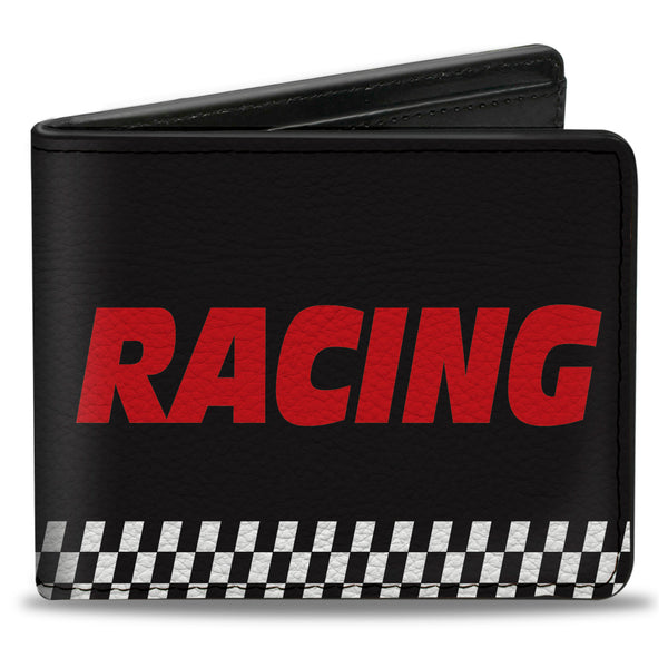 Buckle-Down Bi-Fold Wallet - RACING w Checker Black White Red