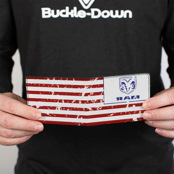Buckle-Down Bi-Fold Wallet - RAM Logo Americana Flag Weathered White Red Blue