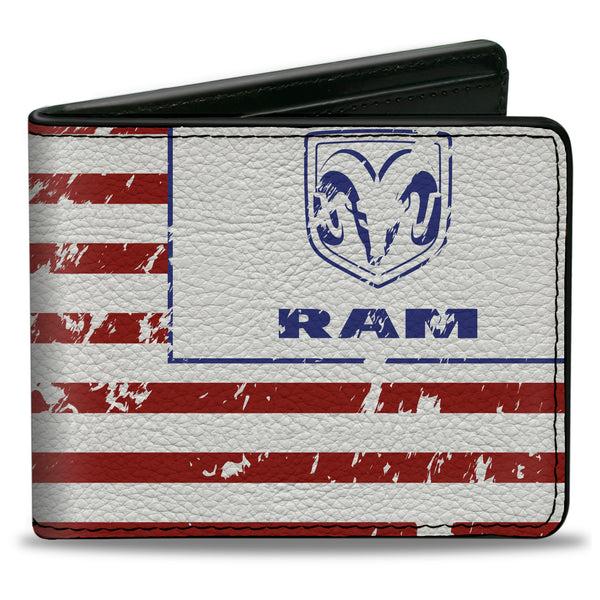 Buckle-Down Bi-Fold Wallet - RAM Logo Americana Flag Weathered White Red Blue