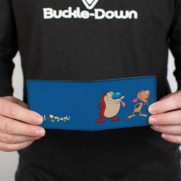 Buckle-Down Bi-Fold Wallet - Ren And Stimpy Hands Behind Back Pose Blue