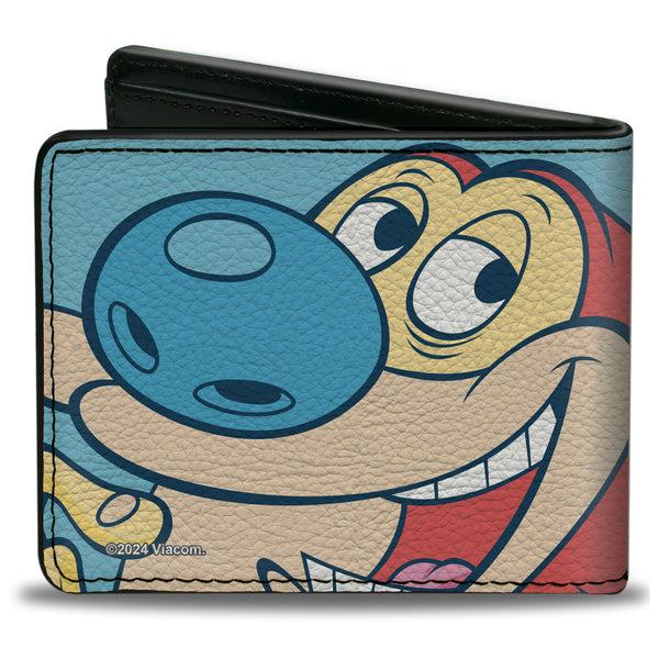 Buckle-Down Bi-Fold Wallet - Ren & Stimpy Character Face Close-Ups Light Blue