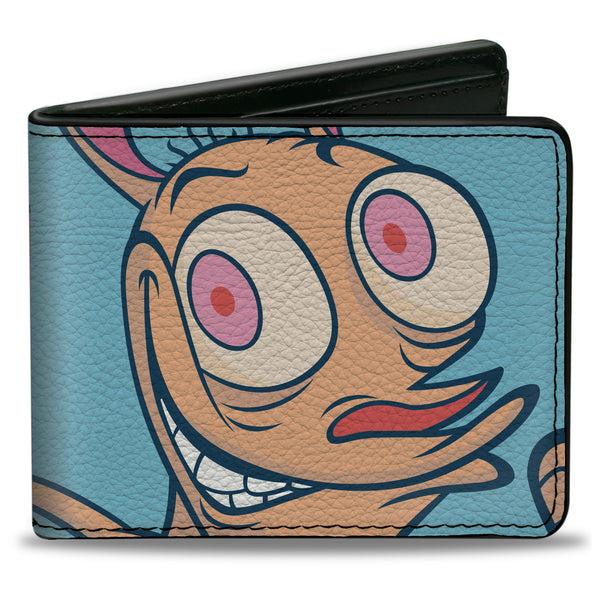 Buckle-Down Bi-Fold Wallet - Ren & Stimpy Character Face Close-Ups Light Blue