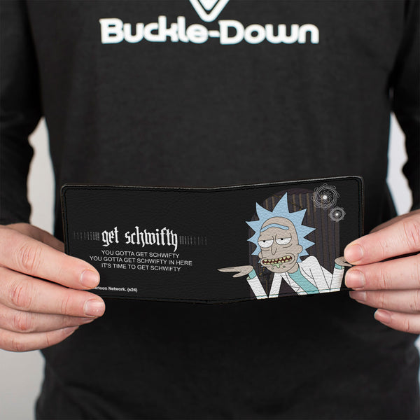 Buckle-Down Bi-Fold Wallet - Rick And Morth Rick GET SCHWIFTY Quotes Black/White