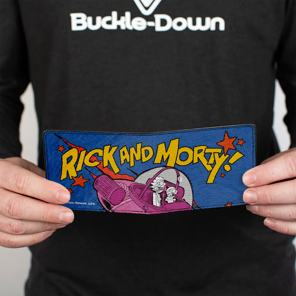 Buckle-Down Bi-Fold Wallet - RICK AND MORTY Don't Think About It Spaceship Pose Blue