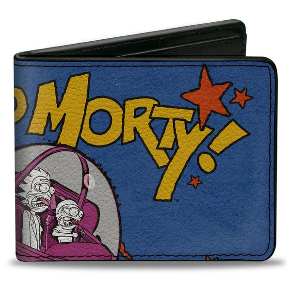 Buckle-Down Bi-Fold Wallet - RICK AND MORTY Don't Think About It Spaceship Pose Blue