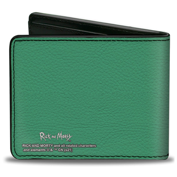 Buckle-Down Bi-Fold Wallet - RICK AND MORTY Floating Portal Pose Turquoise/Blue