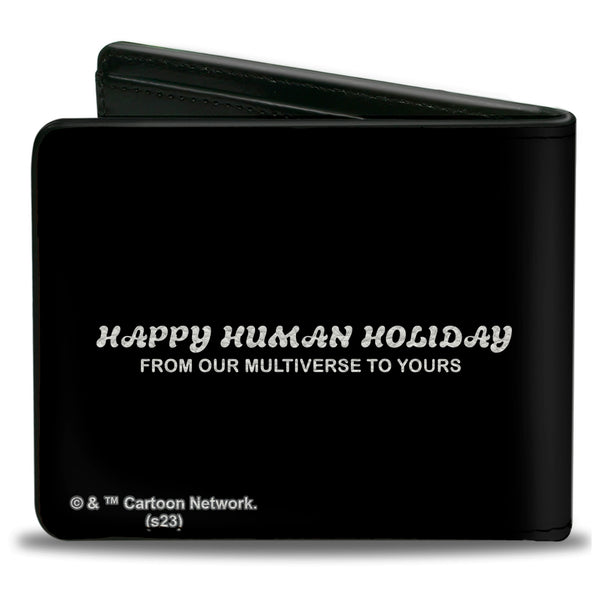 Buckle-Down Bi-Fold Wallet - Rick And Morty Holiday MERRY RICKMAS Pose + HAPPY HUMAN HOLIDAY Black
