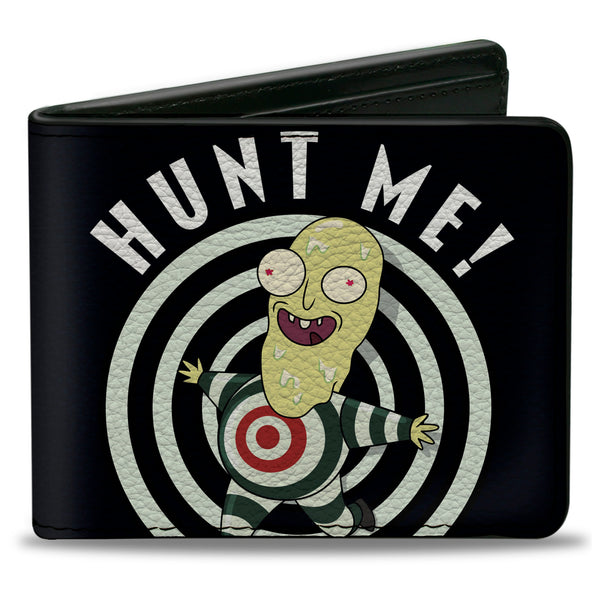 Buckle-Down Bi-Fold Wallet - Rick and Morty Mr. Always Wants to Be Hunted HURT ME Pose Black/White