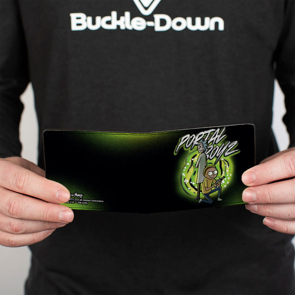 Buckle-Down Bi-Fold Wallet - Rick And Morty PORTAL BOYZ Pose Black/Greens