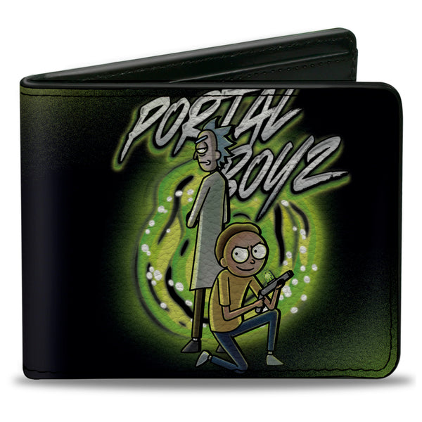 Buckle-Down Bi-Fold Wallet - Rick and Morty PORTAL BOYZ Pose Black/Greens