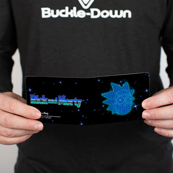 Buckle-Down Bi-Fold Wallet - Rick And Morty Rick Electric Face Grid Black/Blues