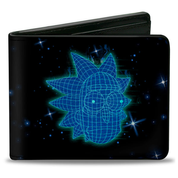 Buckle-Down Bi-Fold Wallet - Rick and Morty Rick Electric Face Grid Black/Blues