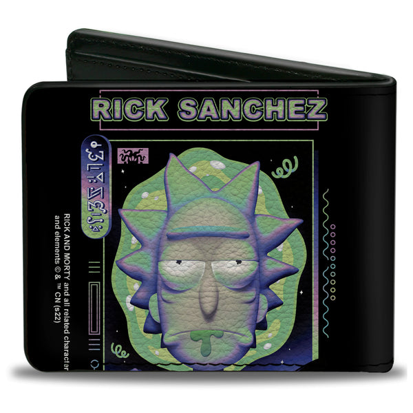 Buckle-Down Bi-Fold Wallet - Rick And Morty RICK SANCHEZ Drooling Face Close-Up Black Greens