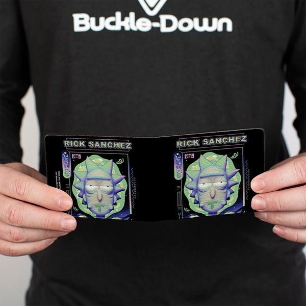 Buckle-Down Bi-Fold Wallet - Rick And Morty RICK SANCHEZ Drooling Face Close-Up Black Greens