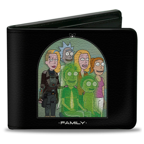 Buckle-Down Bi-Fold Wallet - Rick and Morty Smith FAMLY Portrait with Space Beth Black