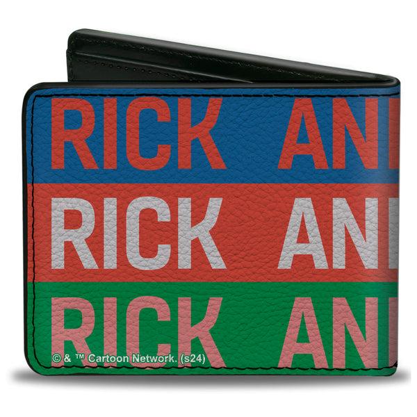Buckle-Down Bi-Fold Wallet - RICK AND MORTY Text Stripe Multi Color