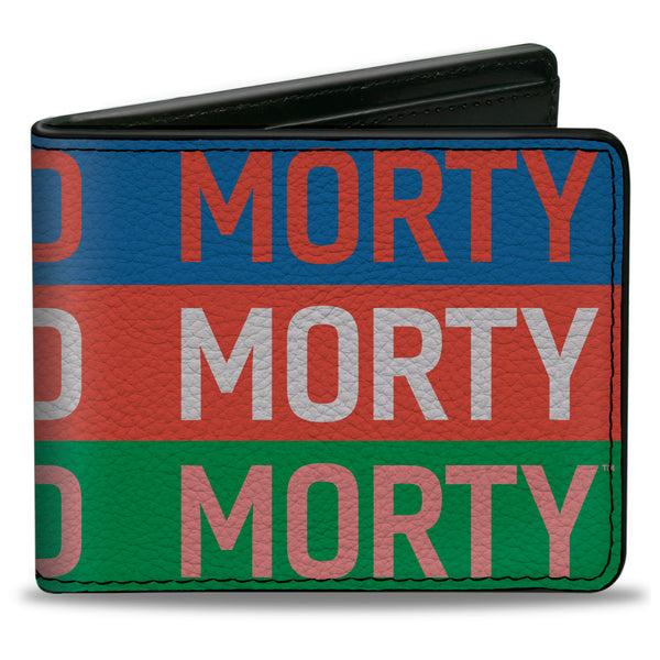 Buckle-Down Bi-Fold Wallet - RICK AND MORTY Text Stripe Multi Color