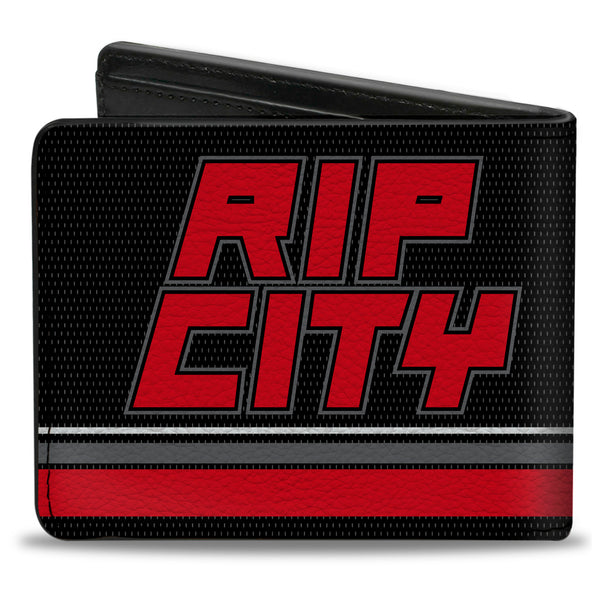 Buckle-Down Bi-Fold Wallet - RIP CITY Stripe Mesh Black Gray Red