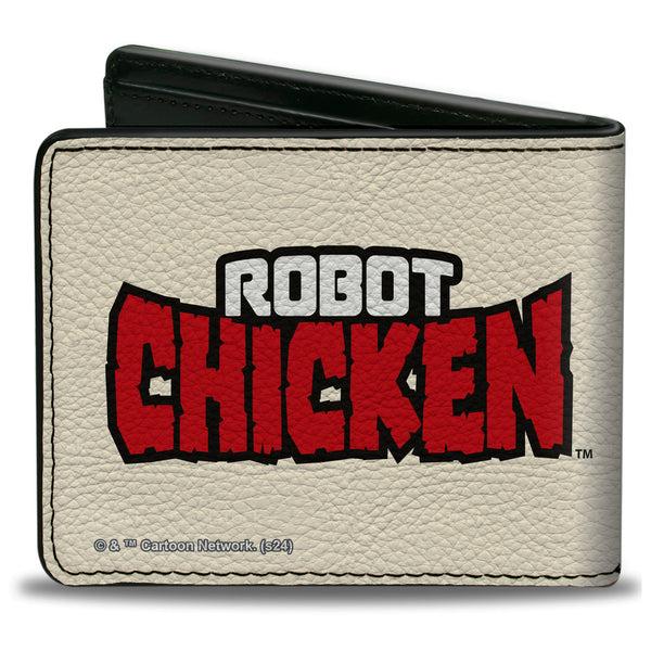Buckle-Down Bi-Fold Wallet - ROBOT CHICKEN Silhouette Chicken And Title Logo Ivory/Red