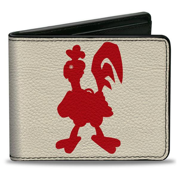 Buckle-Down Bi-Fold Wallet - ROBOT CHICKEN Silhouette Chicken and Title Logo Ivory/Red